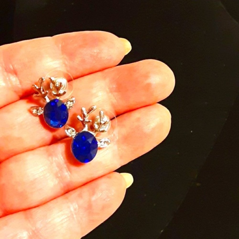 Blue reindeer earrings